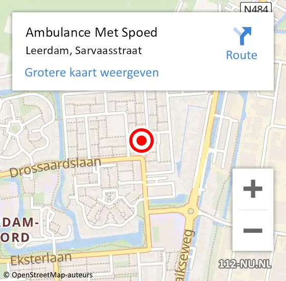 Locatie op kaart van de 112 melding: Ambulance Met Spoed Naar Leerdam, Sarvaasstraat op 26 juli 2017 19:33