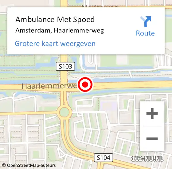 Locatie op kaart van de 112 melding: Ambulance Met Spoed Naar Amsterdam, Haarlemmerweg op 26 juli 2017 20:39