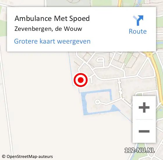 Locatie op kaart van de 112 melding: Ambulance Met Spoed Naar Zevenbergen, de Wouw op 26 juli 2017 20:47