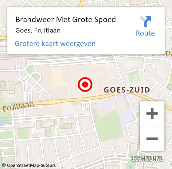 Locatie op kaart van de 112 melding: Brandweer Met Grote Spoed Naar Goes, Fruitlaan op 20 september 2013 16:09