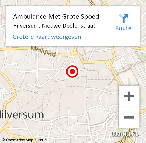 Locatie op kaart van de 112 melding: Ambulance Met Grote Spoed Naar Hilversum, Nieuwe Doelenstraat op 26 juli 2017 23:24