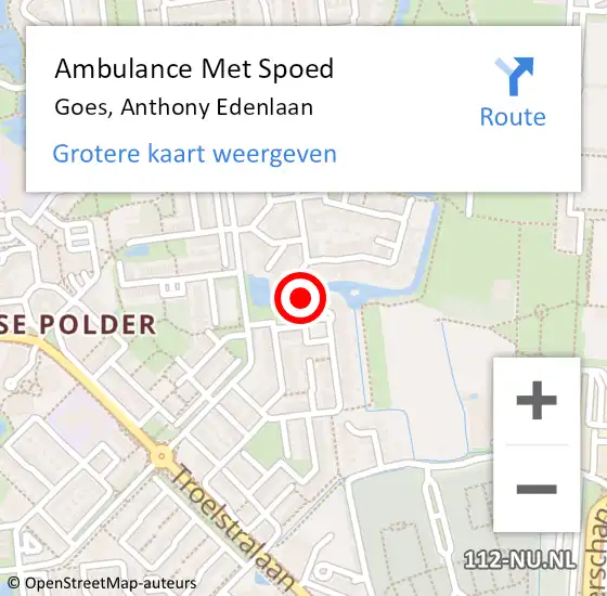 Locatie op kaart van de 112 melding: Ambulance Met Spoed Naar Goes, Anthony Edenlaan op 27 juli 2017 00:25