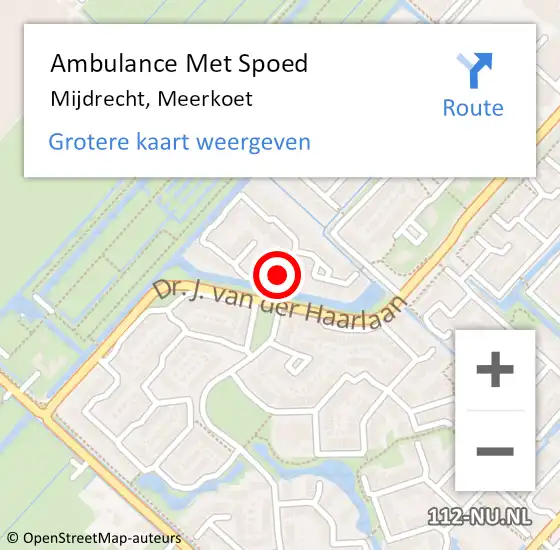 Locatie op kaart van de 112 melding: Ambulance Met Spoed Naar Mijdrecht, Meerkoet op 27 juli 2017 02:08