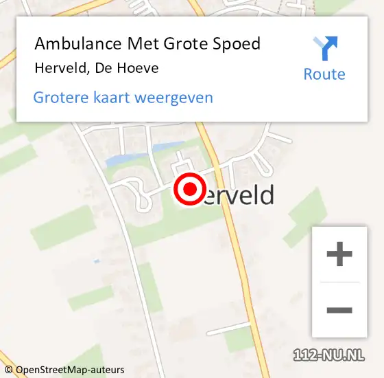 Locatie op kaart van de 112 melding: Ambulance Met Grote Spoed Naar Herveld, De Hoeve op 27 juli 2017 02:42