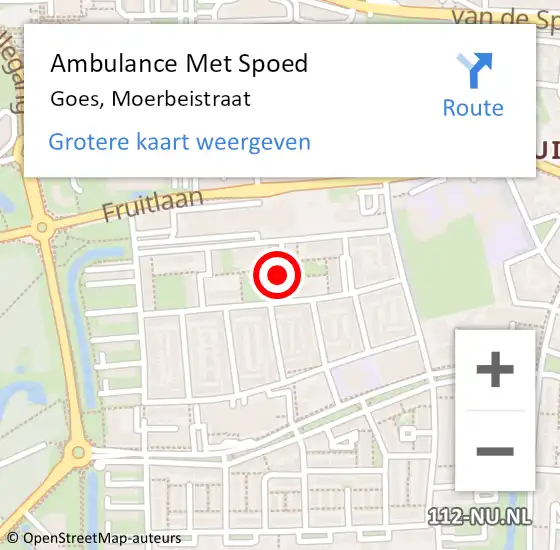 Locatie op kaart van de 112 melding: Ambulance Met Spoed Naar Goes, Moerbeistraat op 27 juli 2017 03:01