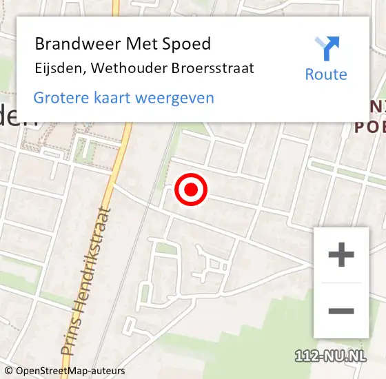 Locatie op kaart van de 112 melding: Brandweer Met Spoed Naar Eijsden, Wethouder Broersstraat op 27 juli 2017 03:25