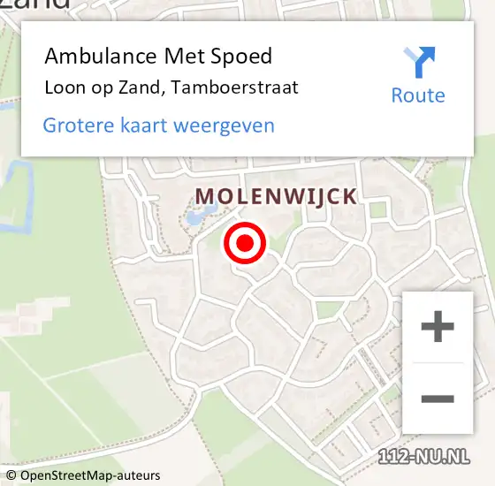 Locatie op kaart van de 112 melding: Ambulance Met Spoed Naar Loon op Zand, Tamboerstraat op 27 juli 2017 03:49