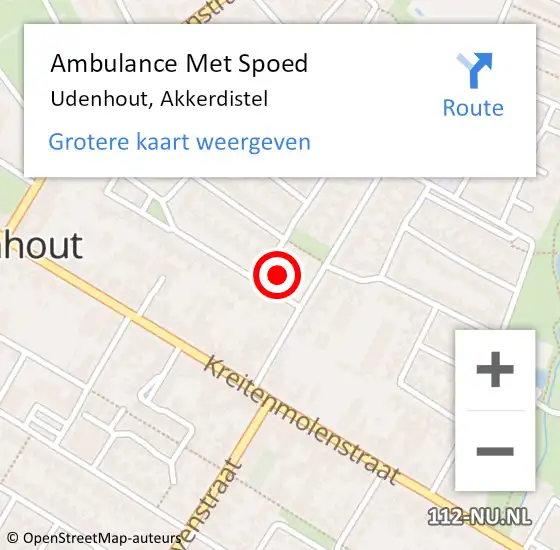 Locatie op kaart van de 112 melding: Ambulance Met Spoed Naar Udenhout, Akkerdistel op 27 juli 2017 04:28