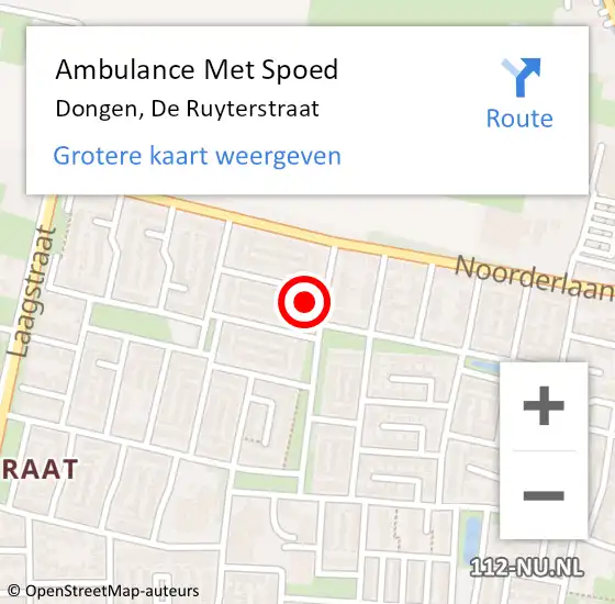 Locatie op kaart van de 112 melding: Ambulance Met Spoed Naar Dongen, De Ruyterstraat op 27 juli 2017 06:44