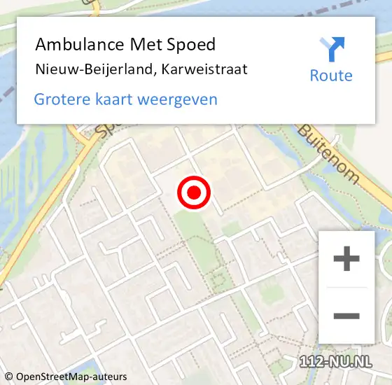 Locatie op kaart van de 112 melding: Ambulance Met Spoed Naar Nieuw-Beijerland, Karweistraat op 27 juli 2017 06:56