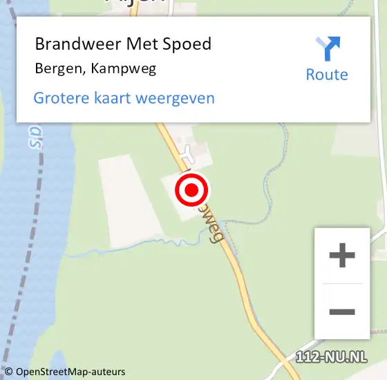 Locatie op kaart van de 112 melding: Brandweer Met Spoed Naar Bergen, Kampweg op 27 juli 2017 07:30