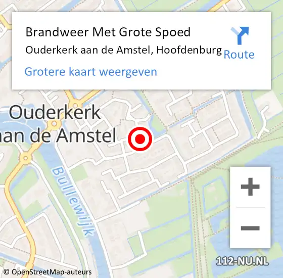 Locatie op kaart van de 112 melding: Brandweer Met Grote Spoed Naar Ouderkerk aan de Amstel, Hoofdenburg op 27 juli 2017 08:36