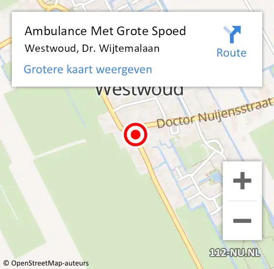 Locatie op kaart van de 112 melding: Ambulance Met Grote Spoed Naar Westwoud, Dr. Wijtemalaan op 27 juli 2017 08:44