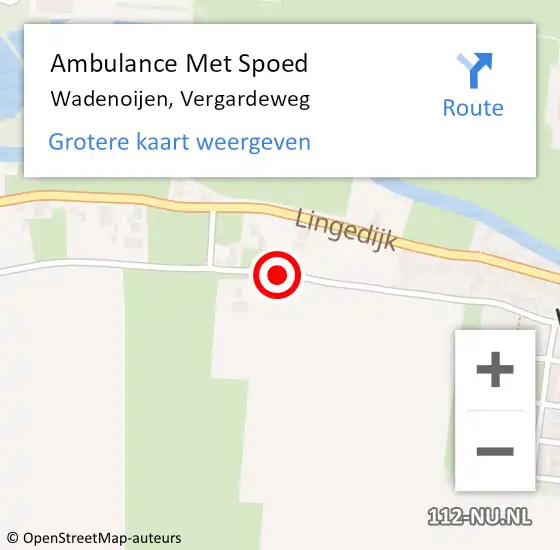 Locatie op kaart van de 112 melding: Ambulance Met Spoed Naar Wadenoijen, Vergardeweg op 27 juli 2017 08:44