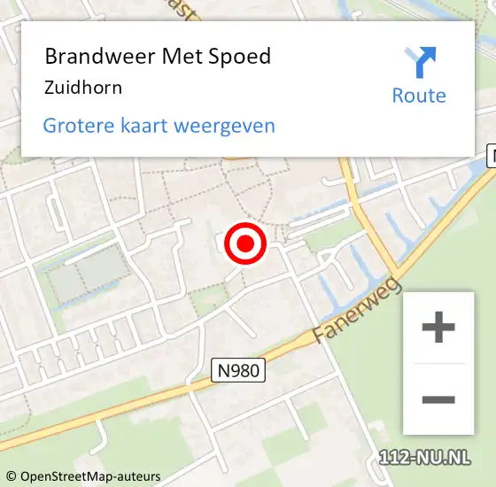 Locatie op kaart van de 112 melding: Brandweer Met Spoed Naar Zuidhorn, Van Starkenborghkan Zz op 27 juli 2017 08:48
