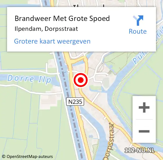 Locatie op kaart van de 112 melding: Brandweer Met Grote Spoed Naar Ilpendam, Dorpsstraat op 27 juli 2017 08:50