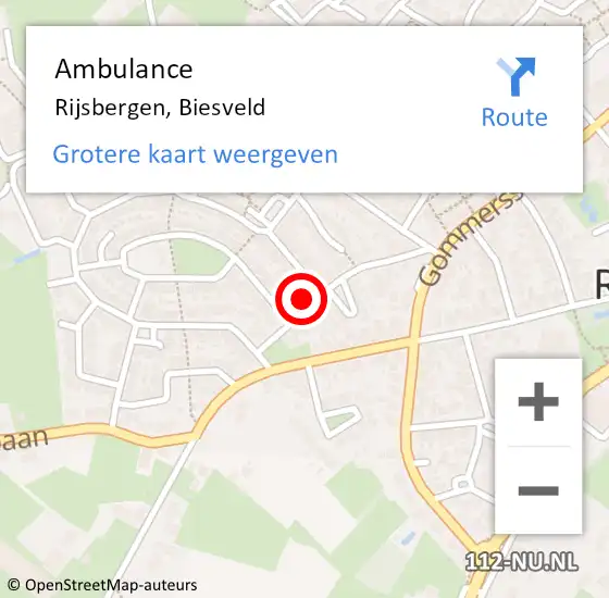 Locatie op kaart van de 112 melding: Ambulance Rijsbergen, Biesveld op 28 januari 2014 08:48