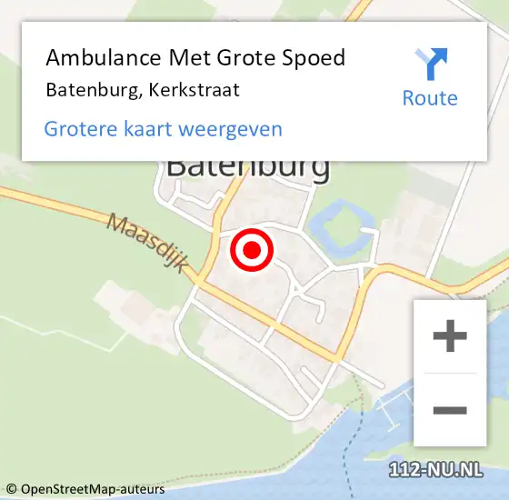 Locatie op kaart van de 112 melding: Ambulance Met Grote Spoed Naar Batenburg, Kerkstraat op 28 januari 2014 08:49