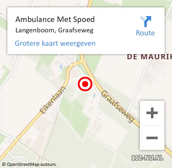 Locatie op kaart van de 112 melding: Ambulance Met Spoed Naar Langenboom, Graafseweg op 27 juli 2017 09:19