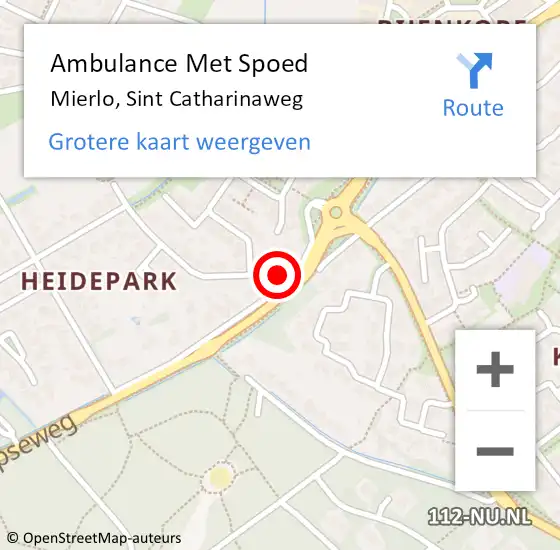 Locatie op kaart van de 112 melding: Ambulance Met Spoed Naar Mierlo, Sint Catharinaweg op 27 juli 2017 09:20