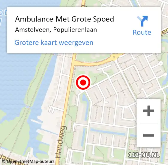 Locatie op kaart van de 112 melding: Ambulance Met Grote Spoed Naar Amstelveen, Populierenlaan op 27 juli 2017 09:22