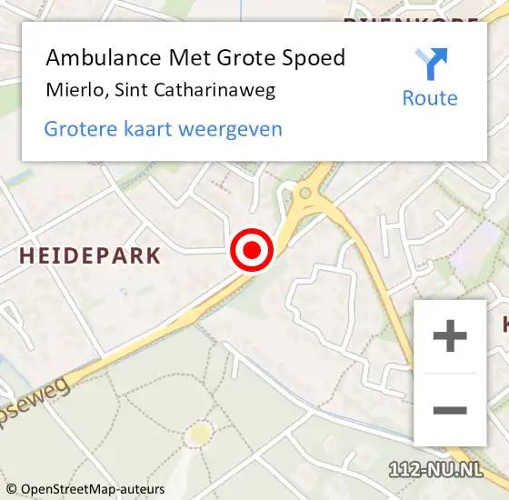 Locatie op kaart van de 112 melding: Ambulance Met Grote Spoed Naar Mierlo, Sint Catharinaweg op 27 juli 2017 09:25