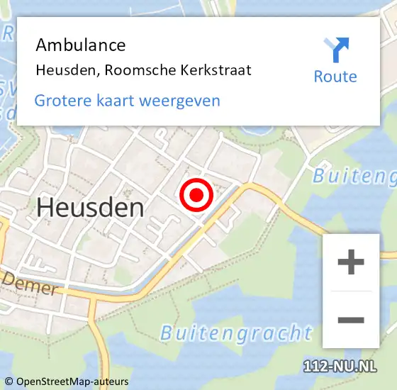Locatie op kaart van de 112 melding: Ambulance Heusden, Roomsche Kerkstraat op 27 juli 2017 11:11
