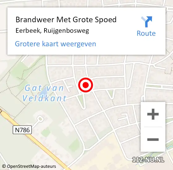 Locatie op kaart van de 112 melding: Brandweer Met Grote Spoed Naar Eerbeek, Ruijgenbosweg op 27 juli 2017 11:43