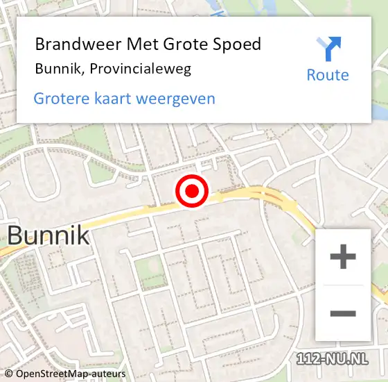 Locatie op kaart van de 112 melding: Brandweer Met Grote Spoed Naar Bunnik, Provincialeweg op 27 juli 2017 11:53