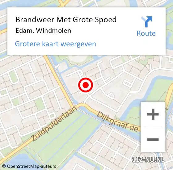 Locatie op kaart van de 112 melding: Brandweer Met Grote Spoed Naar Edam, Windmolen op 27 juli 2017 11:57