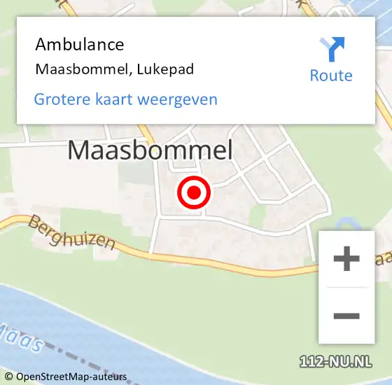 Locatie op kaart van de 112 melding: Ambulance Maasbommel, Lukepad op 27 juli 2017 12:40