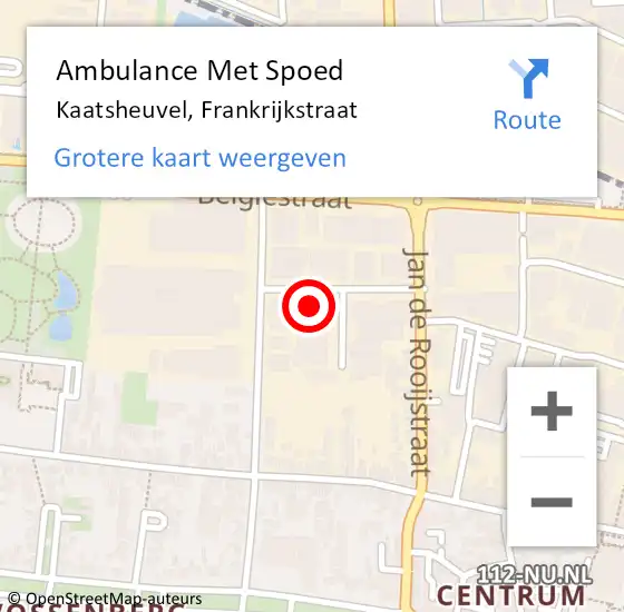 Locatie op kaart van de 112 melding: Ambulance Met Spoed Naar Kaatsheuvel, Frankrijkstraat op 27 juli 2017 13:04