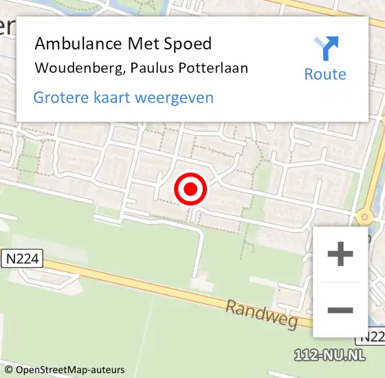 Locatie op kaart van de 112 melding: Ambulance Met Spoed Naar Woudenberg, Paulus Potterlaan op 27 juli 2017 13:26