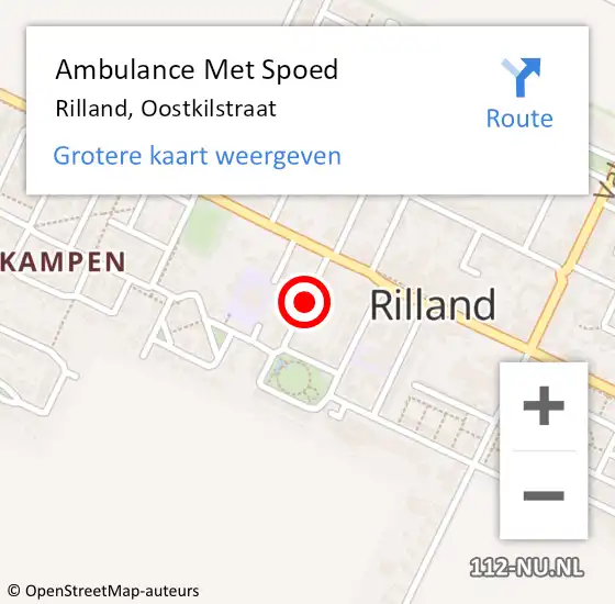 Locatie op kaart van de 112 melding: Ambulance Met Spoed Naar Rilland, Oostkilstraat op 27 juli 2017 14:29