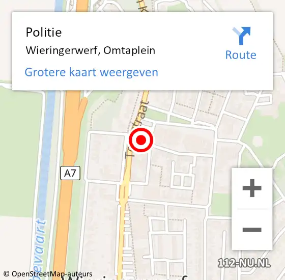 Locatie op kaart van de 112 melding: Politie Wieringerwerf, Omtaplein op 27 juli 2017 15:00