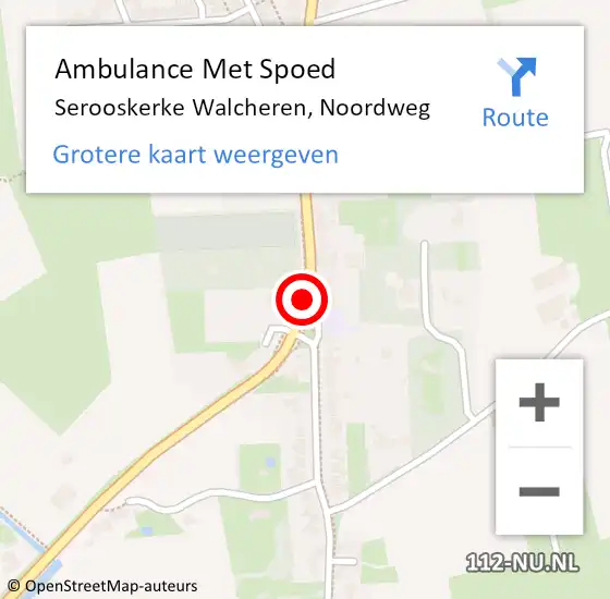 Locatie op kaart van de 112 melding: Ambulance Met Spoed Naar Serooskerke Walcheren, Noordweg op 27 juli 2017 15:26