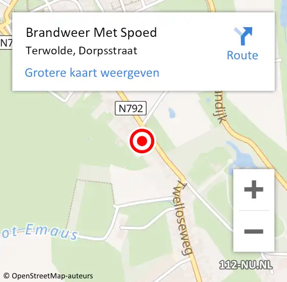 Locatie op kaart van de 112 melding: Brandweer Met Spoed Naar Terwolde, Dorpsstraat op 27 juli 2017 16:26