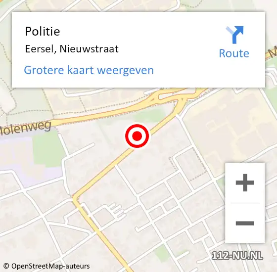 Locatie op kaart van de 112 melding: Politie Eersel, Nieuwstraat op 27 juli 2017 16:52