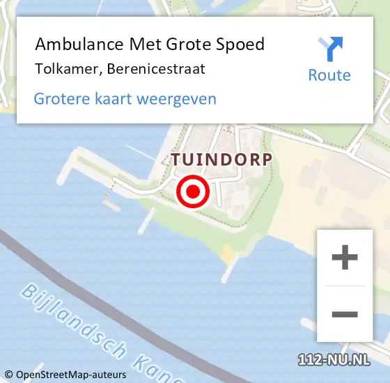 Locatie op kaart van de 112 melding: Ambulance Met Grote Spoed Naar Tolkamer, Berenicestraat op 27 juli 2017 17:09