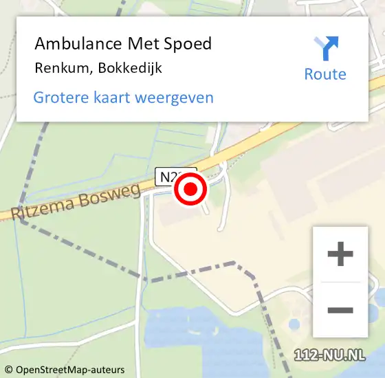 Locatie op kaart van de 112 melding: Ambulance Met Spoed Naar Renkum, Bokkedijk op 27 juli 2017 18:40