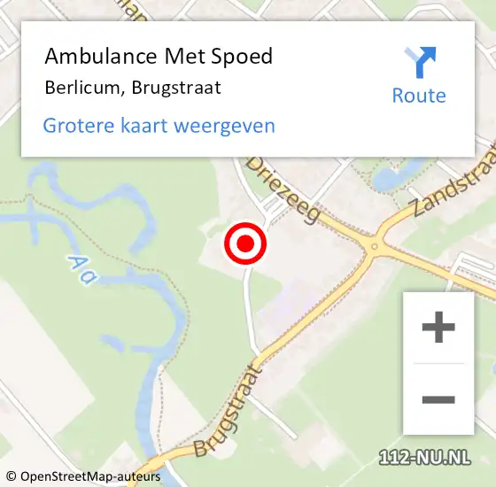 Locatie op kaart van de 112 melding: Ambulance Met Spoed Naar Berlicum, Brugstraat op 27 juli 2017 19:03