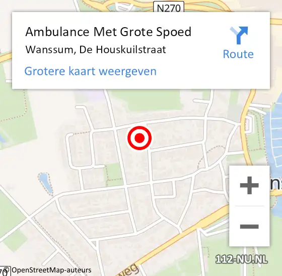 Locatie op kaart van de 112 melding: Ambulance Met Grote Spoed Naar Wanssum, De Houskuilstraat op 28 januari 2014 09:41