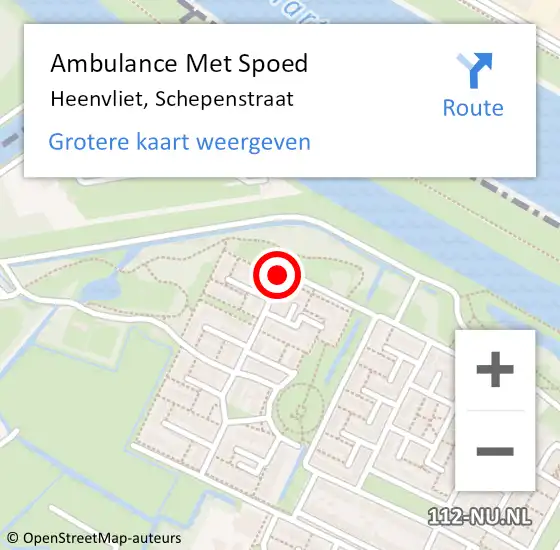 Locatie op kaart van de 112 melding: Ambulance Met Spoed Naar Heenvliet, Schepenstraat op 27 juli 2017 19:22