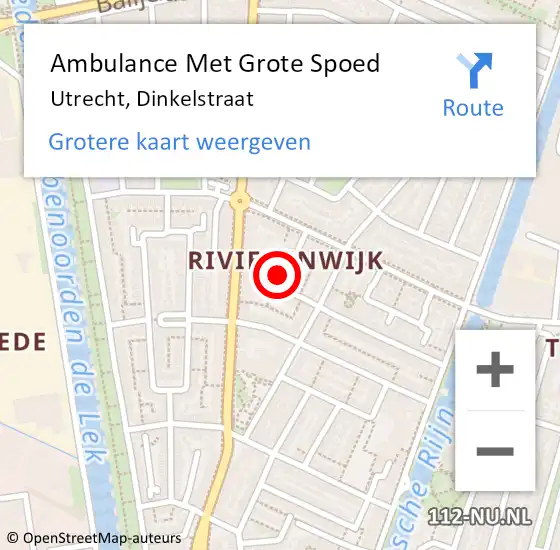 Locatie op kaart van de 112 melding: Ambulance Met Grote Spoed Naar Utrecht, Dinkelstraat op 27 juli 2017 19:23