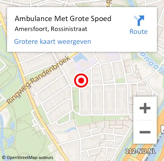 Locatie op kaart van de 112 melding: Ambulance Met Grote Spoed Naar Amersfoort, Rossinistraat op 27 juli 2017 19:35