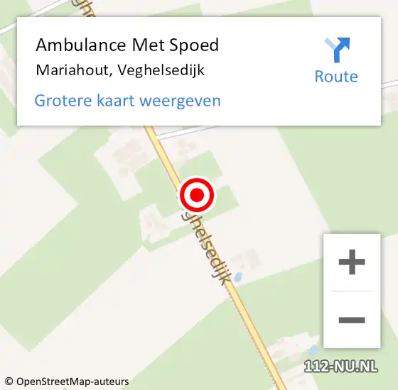 Locatie op kaart van de 112 melding: Ambulance Met Spoed Naar Mariahout, Veghelsedijk op 27 juli 2017 19:56