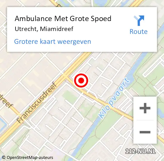 Locatie op kaart van de 112 melding: Ambulance Met Grote Spoed Naar Utrecht, Miamidreef op 27 juli 2017 20:07