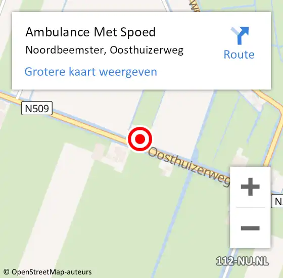 Locatie op kaart van de 112 melding: Ambulance Met Spoed Naar Noordbeemster, Oosthuizerweg op 27 juli 2017 20:29