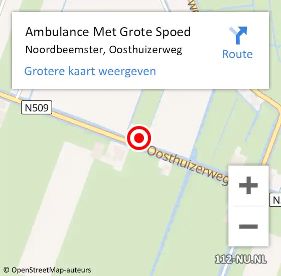 Locatie op kaart van de 112 melding: Ambulance Met Grote Spoed Naar Noordbeemster, Oosthuizerweg op 27 juli 2017 20:30