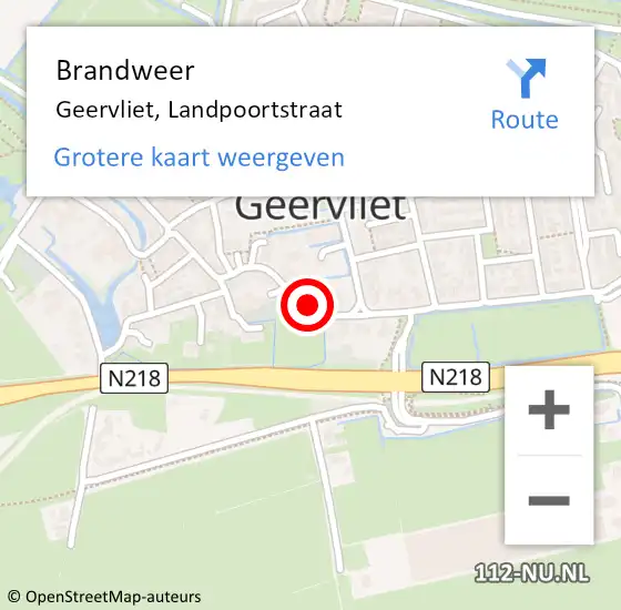 Locatie op kaart van de 112 melding: Brandweer Geervliet, Landpoortstraat op 27 juli 2017 20:56